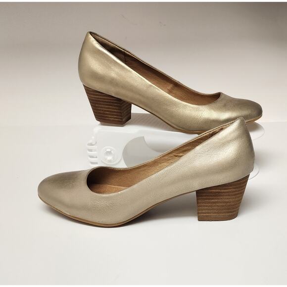 Sofft Comfort by Design Lindon Women’s Gold Leather Block Heel Comfort Pumps 9M - Picture 1 of 13